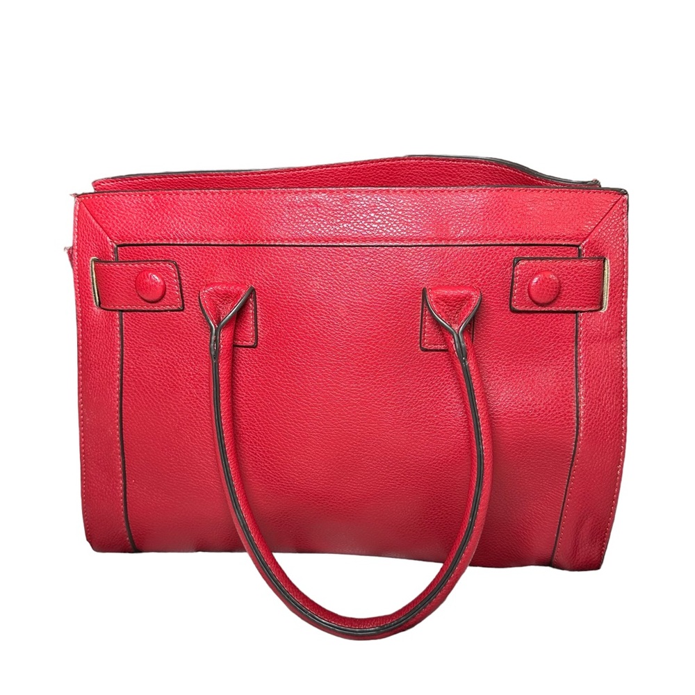 Just Fab Brand Red Tote Purse Satchel Handbag Purse Dual Handle Zip Closure GUC